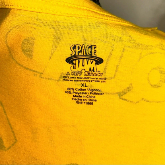 SPACE JAM NEW LEGACY CARTOON YELLOW ALL OVER GRAPHICS T-SHIRT MENS TUNE SQUAD - Picture 7 of 8